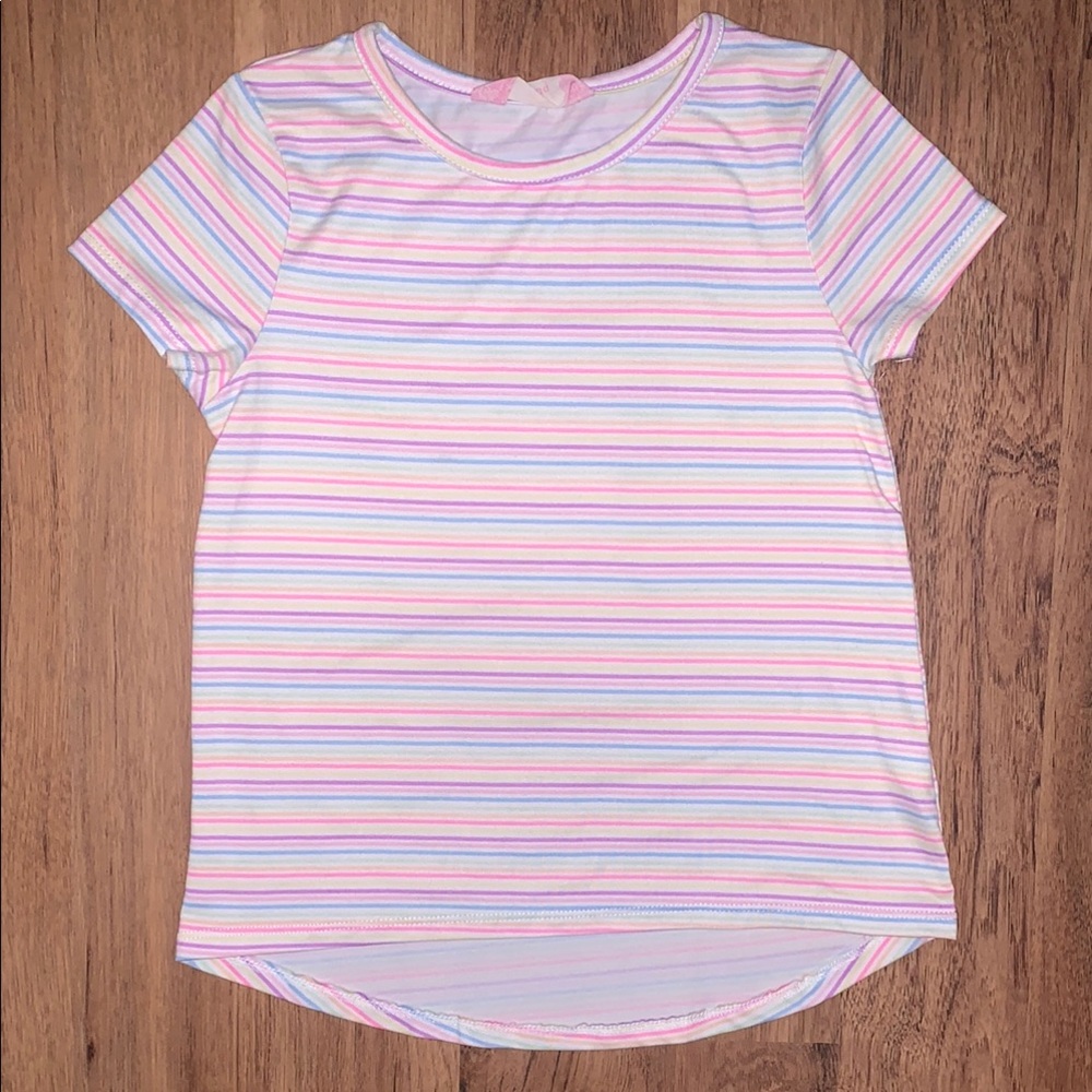 Pink and Blue Striped Short Sleeve Tee
